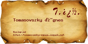 Tomasovszky Ágnes névjegykártya